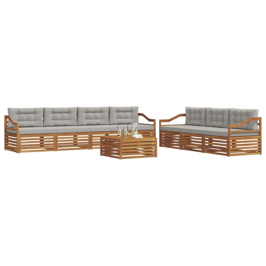 Outdoor-Sofagarnitur mit Kissen 8 pcs Natürlich und Hellgrau