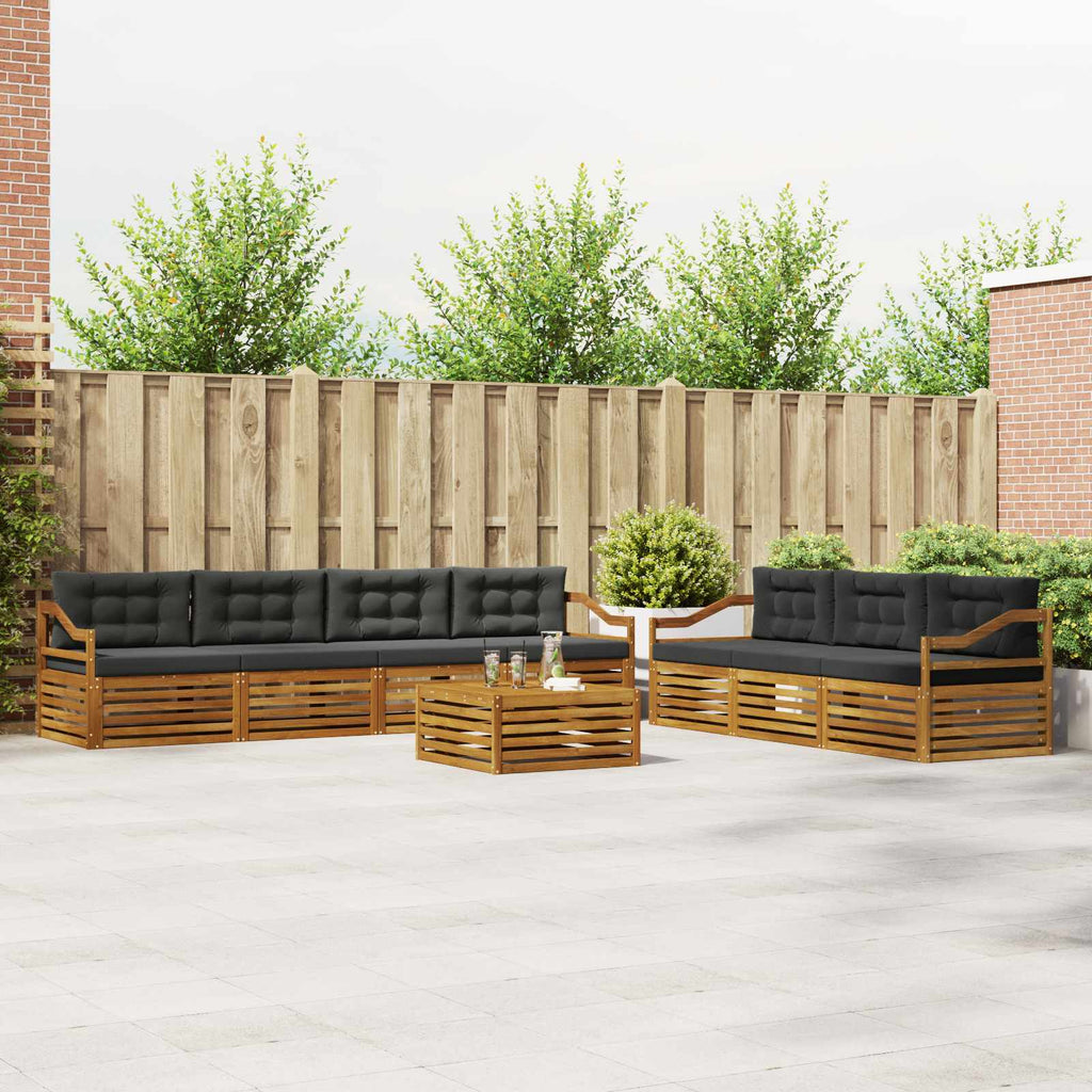 Outdoor-Sofagarnitur mit Kissen 8 pcs Natur und Anthrazit