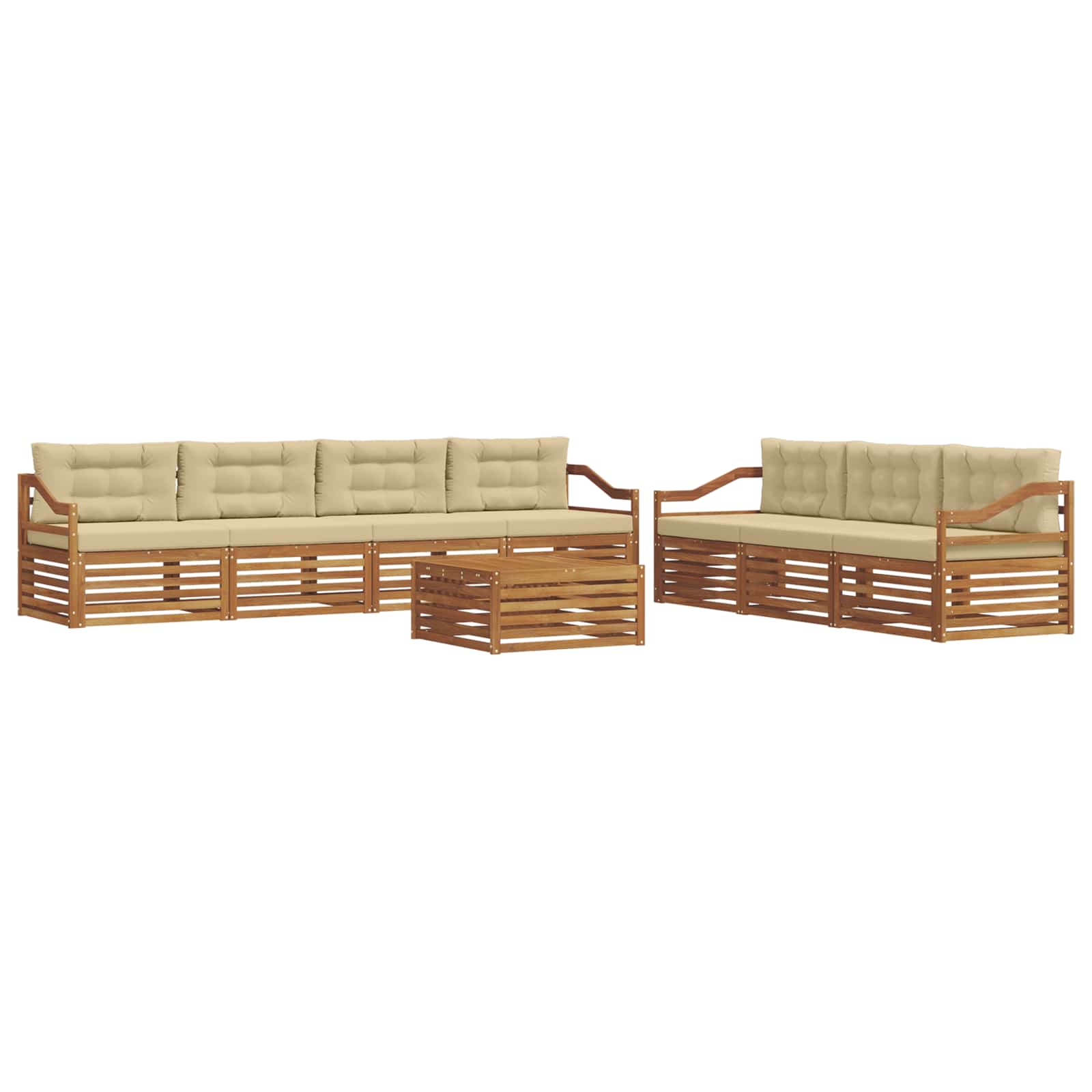 Outdoor-Sofagarnitur mit Kissen 8 pcs Natur und Beige
