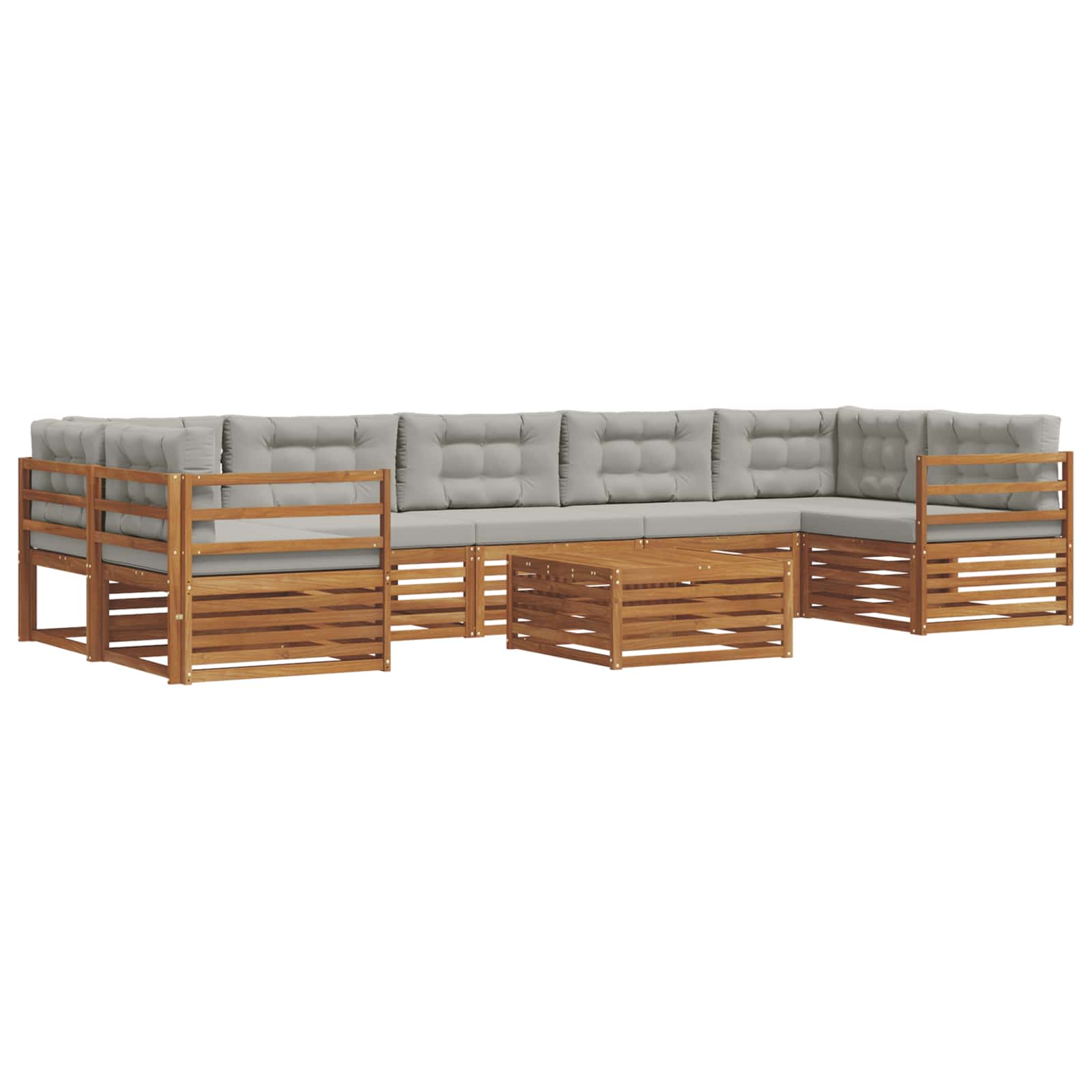 Outdoor-Sofagarnitur mit Kissen 8 pcs Natürlich und Hellgrau