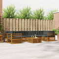 Outdoor-Sofagarnitur mit Kissen 8 pcs Natur und Anthrazit
