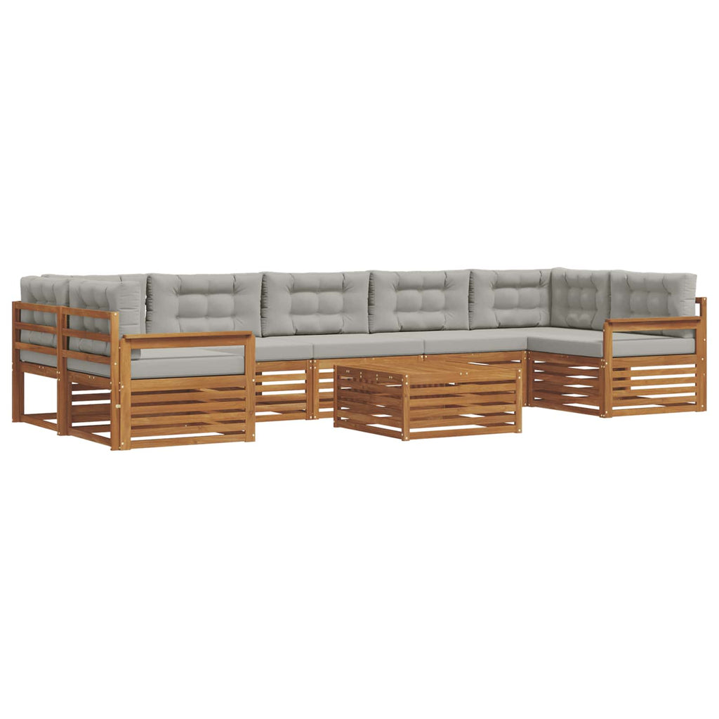 Outdoor-Sofagarnitur mit Kissen 8 pcs Natürlich und Hellgrau