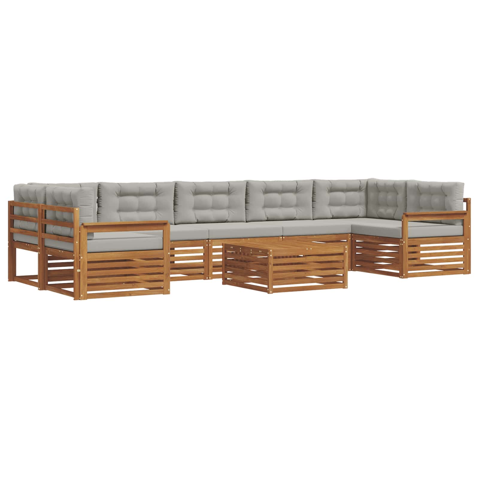 Outdoor-Sofagarnitur mit Kissen 8 pcs Natürlich und Hellgrau