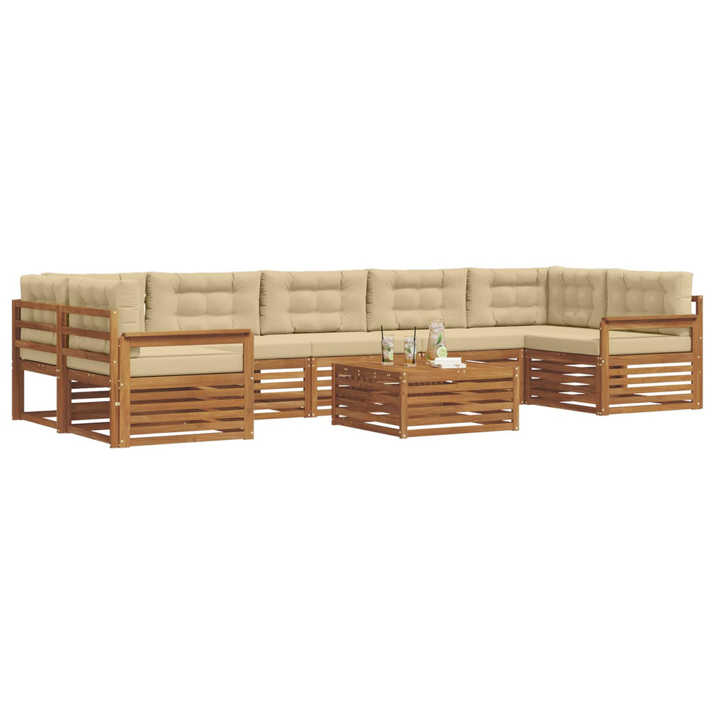 Outdoor-Sofagarnitur mit Kissen 8 pcs Natur und Beige