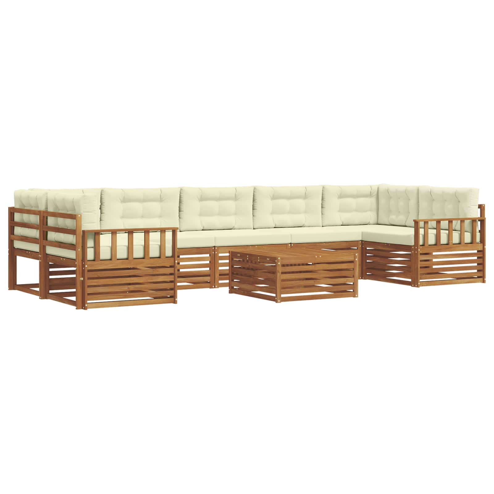 Outdoor-Sofagarnitur mit Kissen 8 pcs Natur und Creme