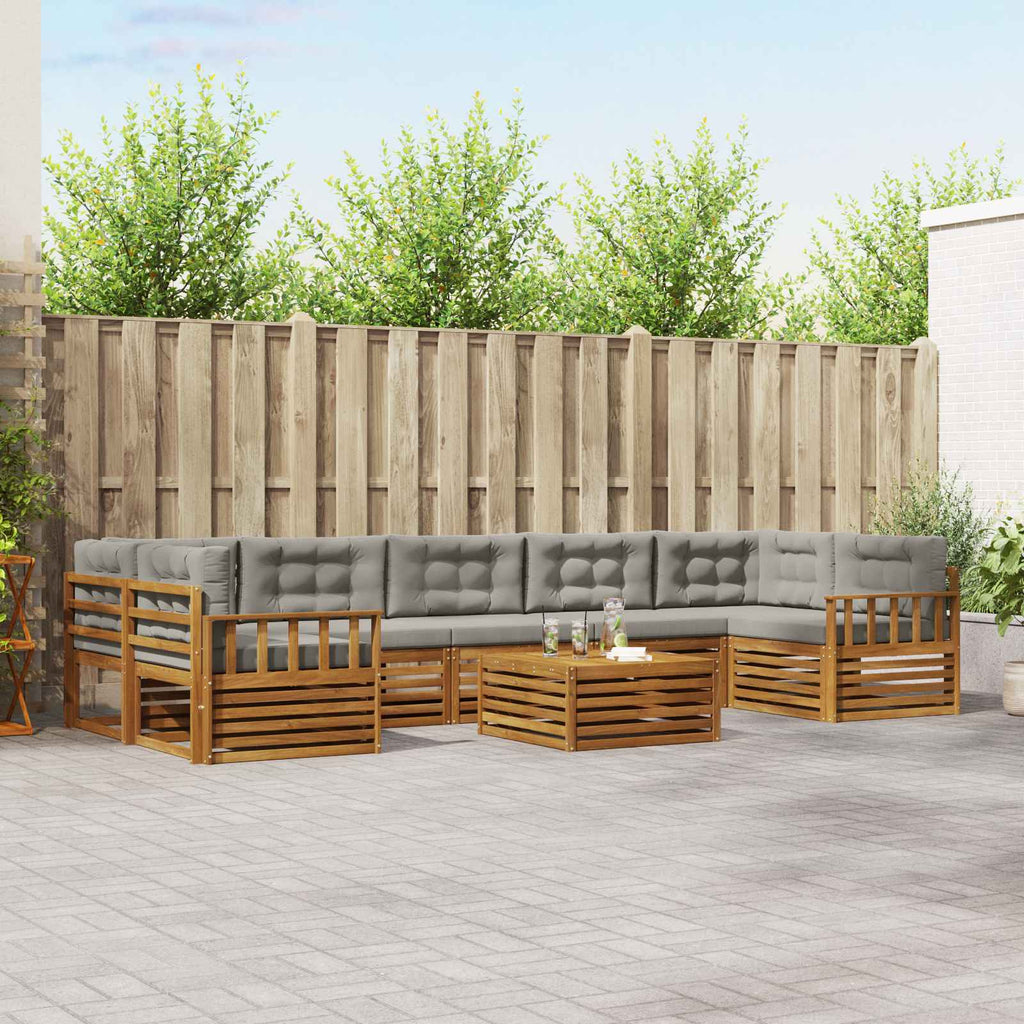 Outdoor-Sofagarnitur mit Kissen 8 pcs Natürlich und Hellgrau