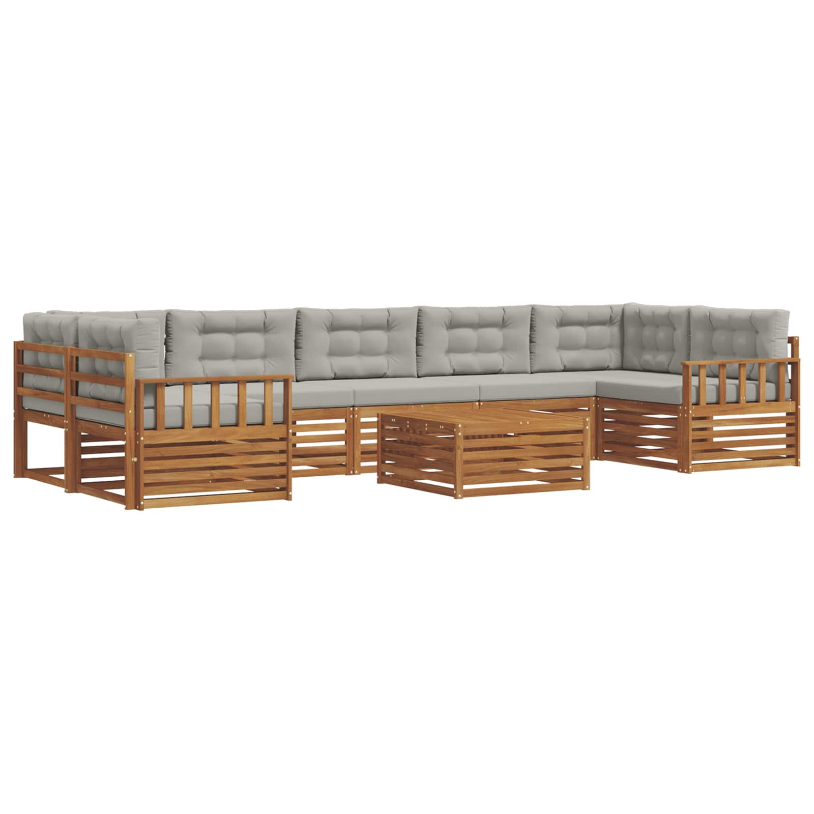Outdoor-Sofagarnitur mit Kissen 8 pcs Natürlich und Hellgrau