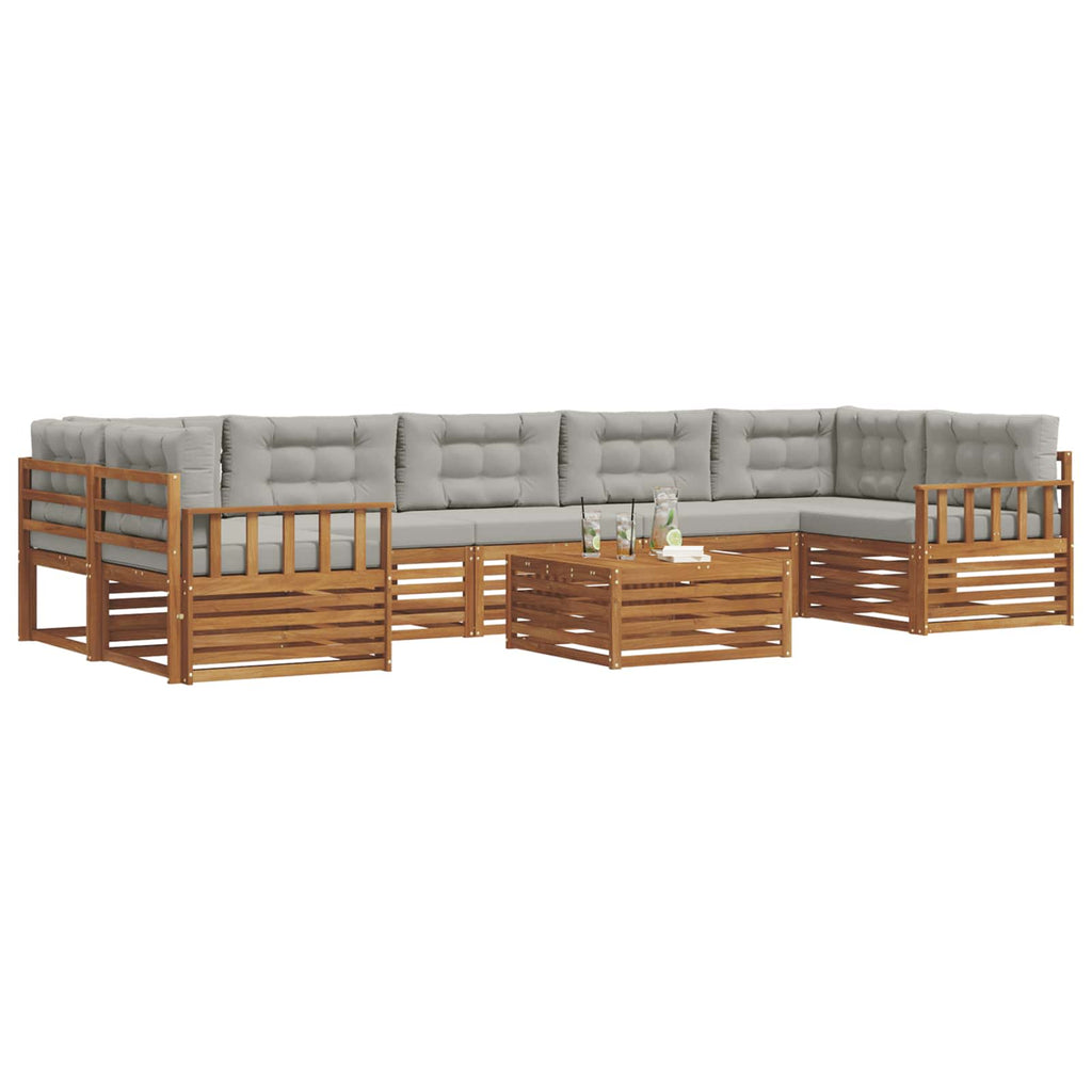 Outdoor-Sofagarnitur mit Kissen 8 pcs Natürlich und Hellgrau