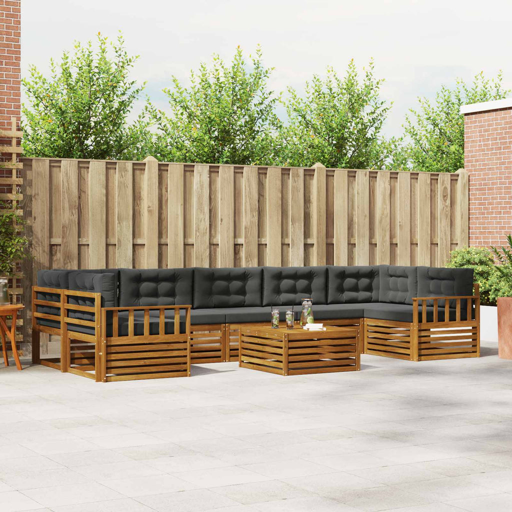 Outdoor-Sofagarnitur mit Kissen 8 pcs Natur und Anthrazit