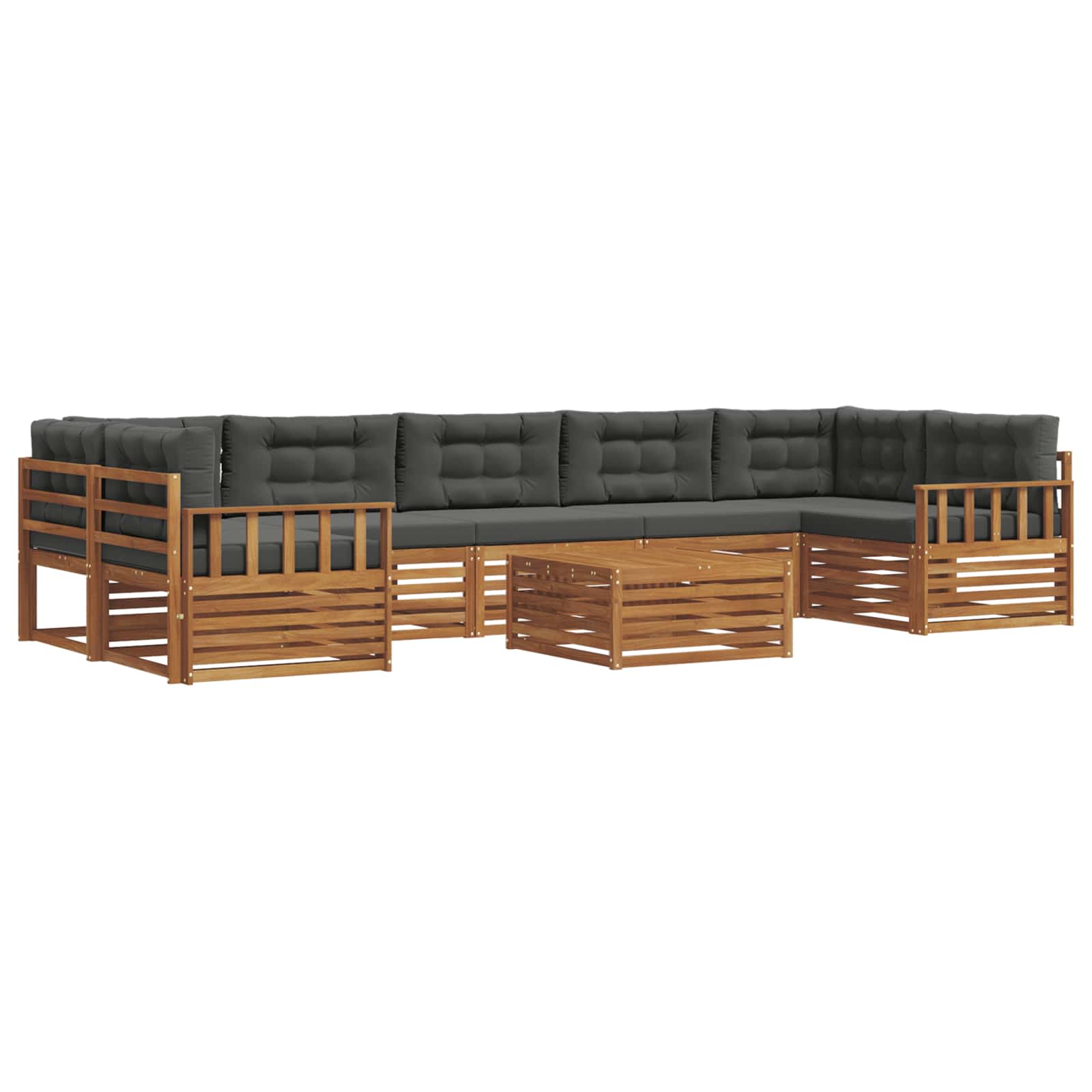 Outdoor-Sofagarnitur mit Kissen 8 pcs Natur und Anthrazit