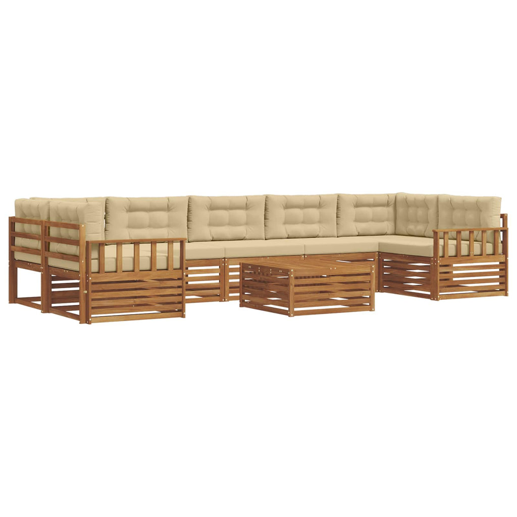 Outdoor-Sofagarnitur mit Kissen 8 pcs Natur und Beige