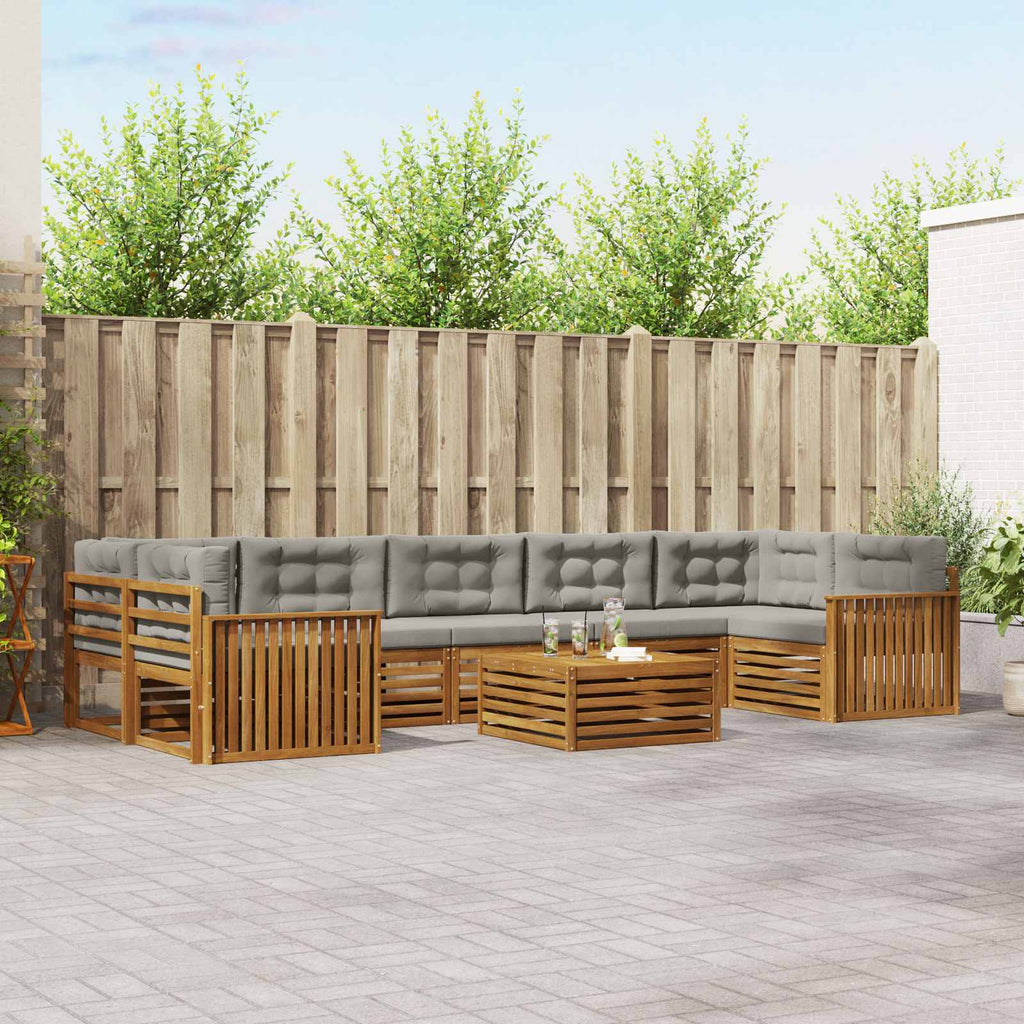 Outdoor-Sofagarnitur mit Kissen 8 pcs Natürlich und Hellgrau