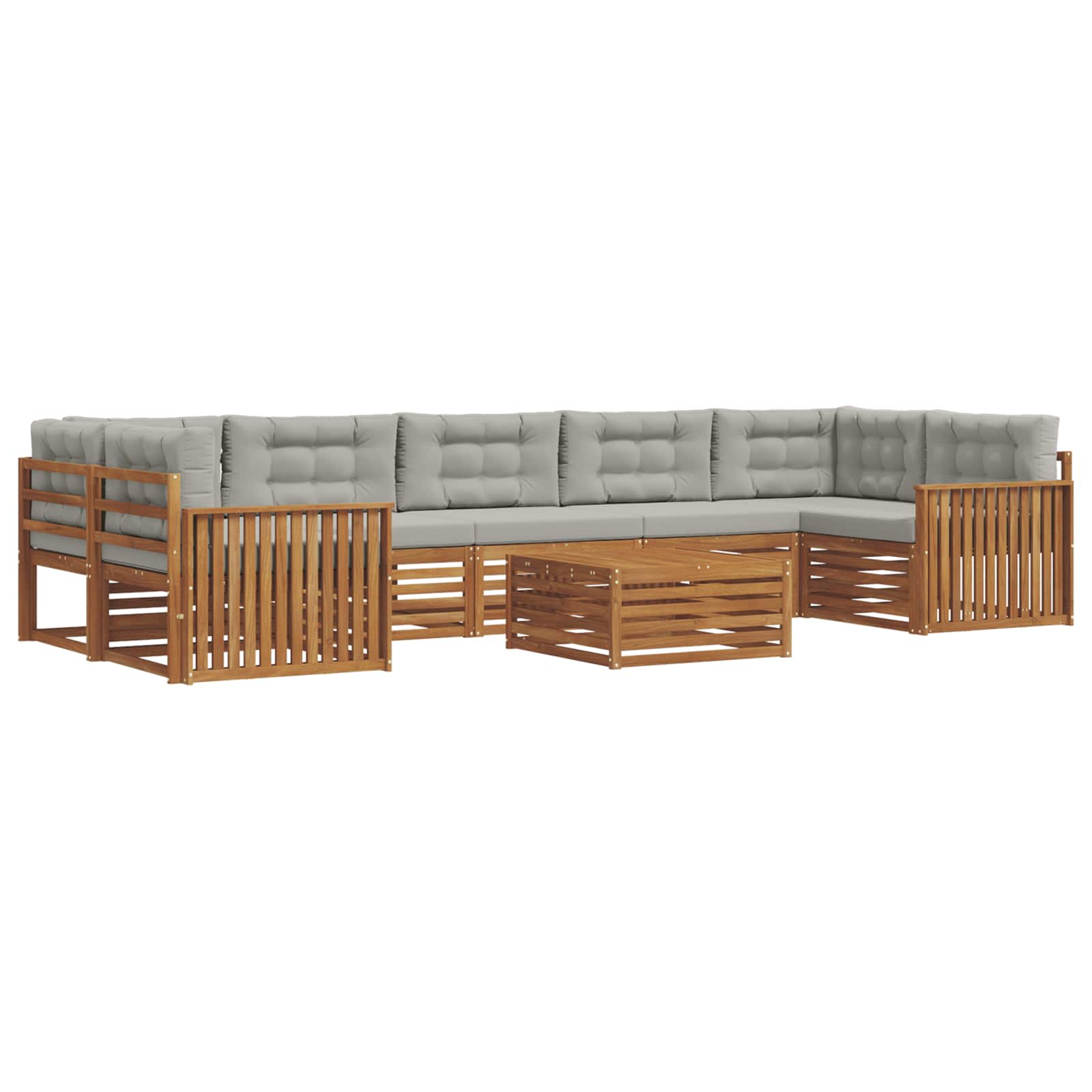 Outdoor-Sofagarnitur mit Kissen 8 pcs Natürlich und Hellgrau