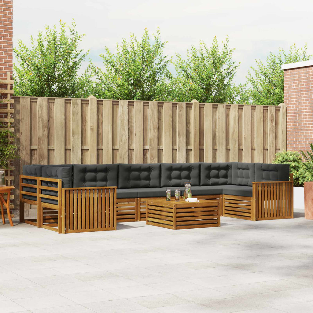 Outdoor-Sofagarnitur mit Kissen 8 pcs Natur und Anthrazit