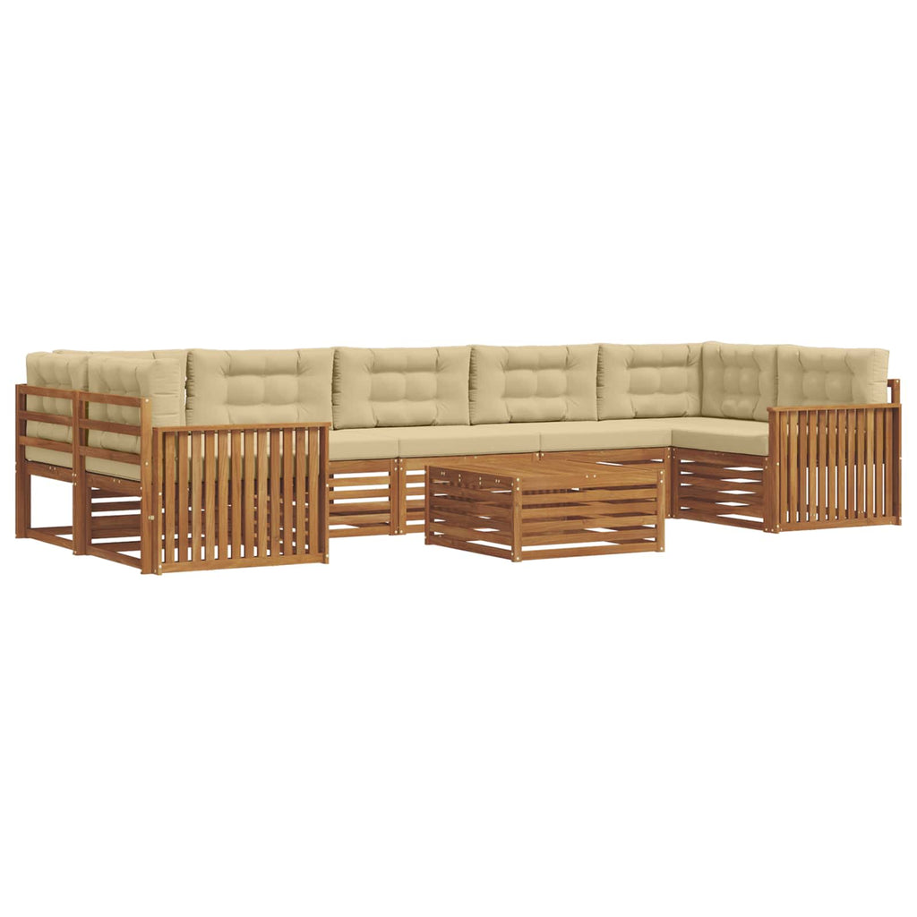 Outdoor-Sofagarnitur mit Kissen 8 pcs Natur und Beige