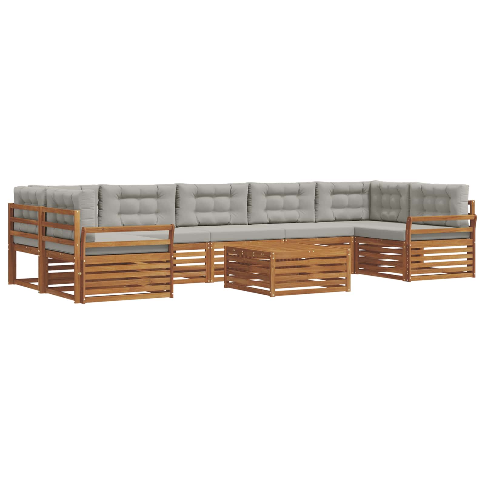 Outdoor-Sofagarnitur mit Kissen 8 pcs Natürlich und Hellgrau