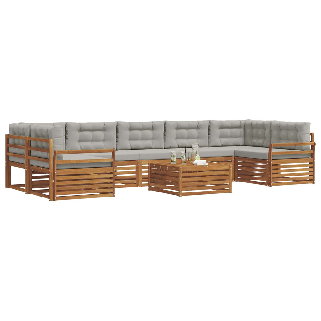 Outdoor-Sofagarnitur mit Kissen 8 pcs Natürlich und Hellgrau
