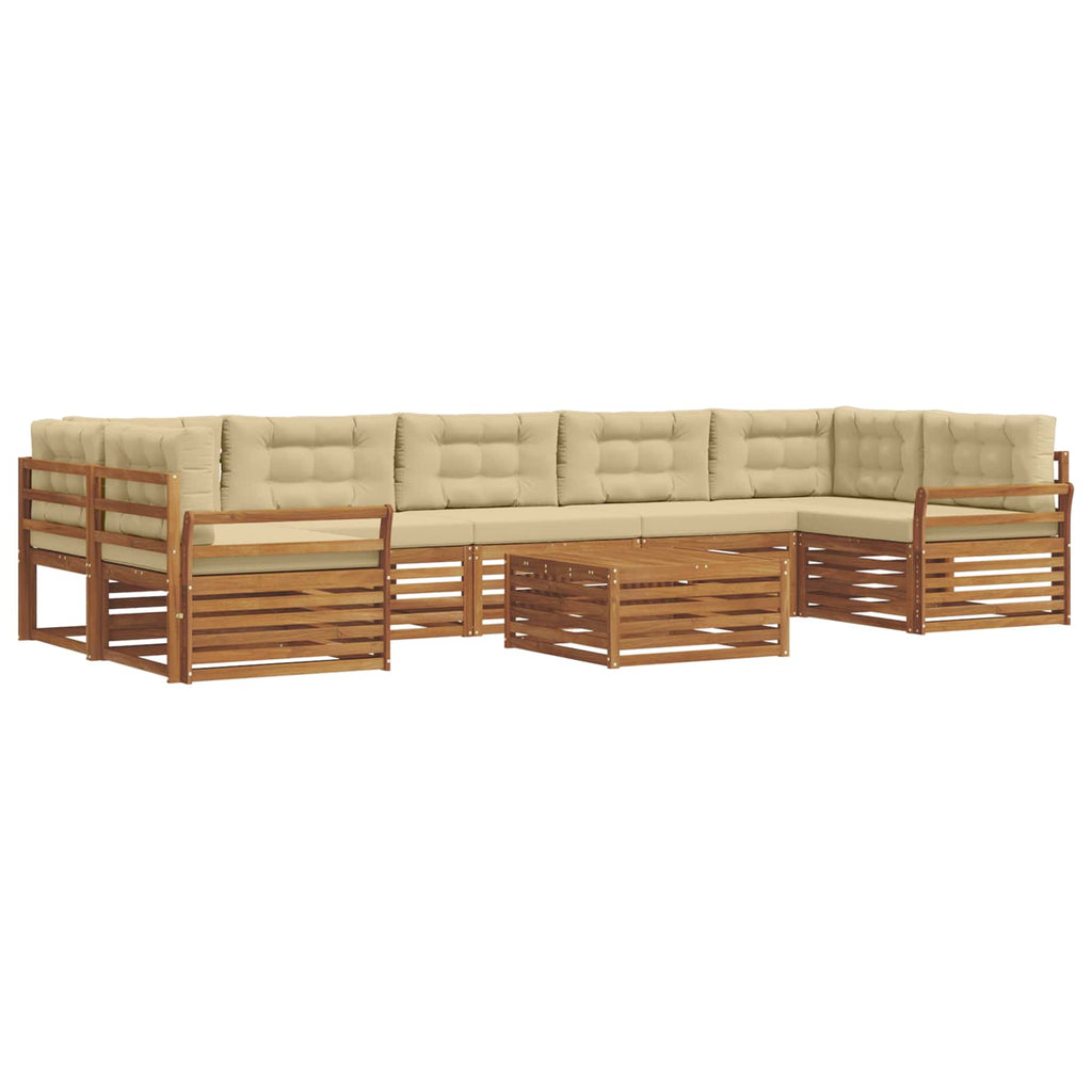 Outdoor-Sofagarnitur mit Kissen 8 pcs Natur und Beige