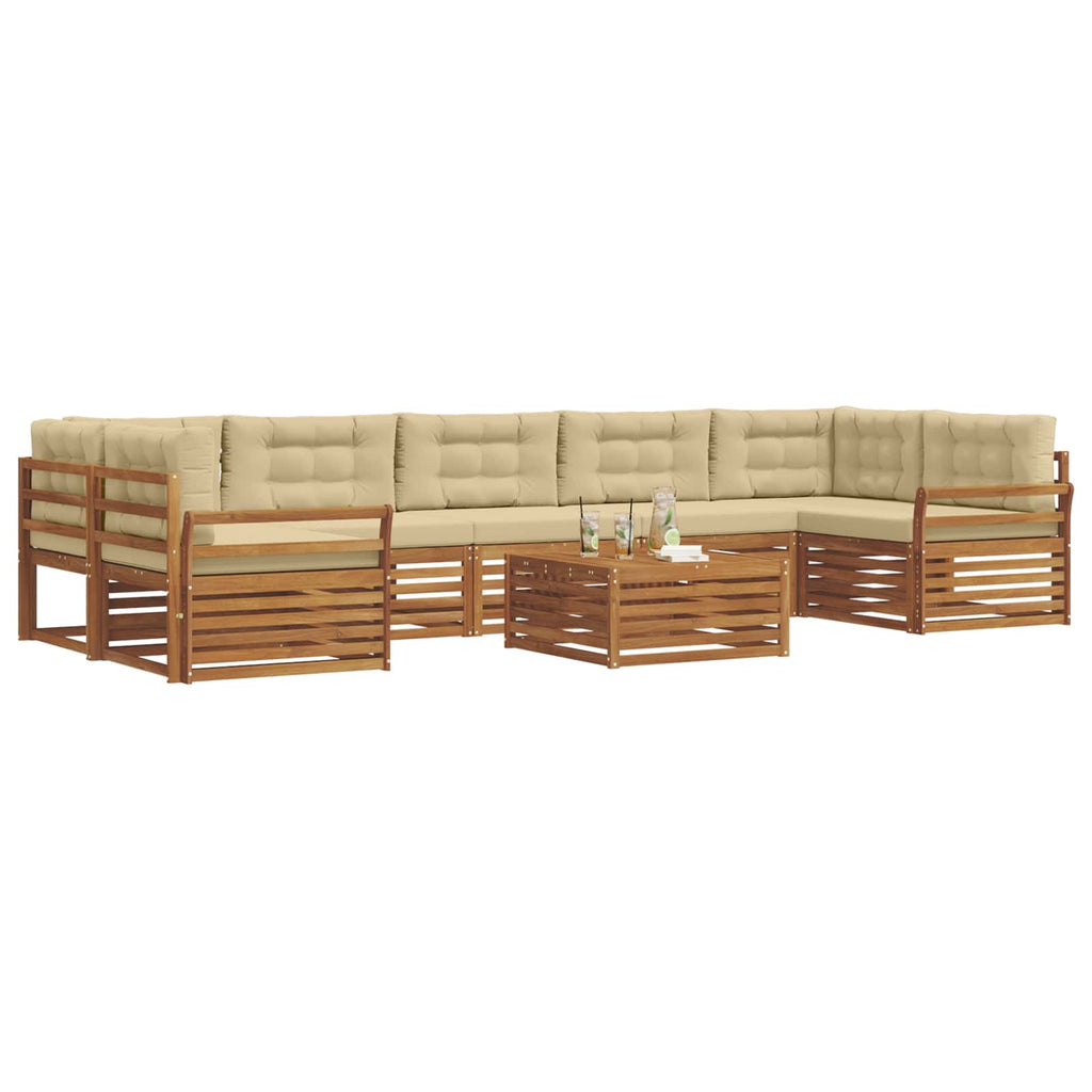 Outdoor-Sofagarnitur mit Kissen 8 pcs Natur und Beige