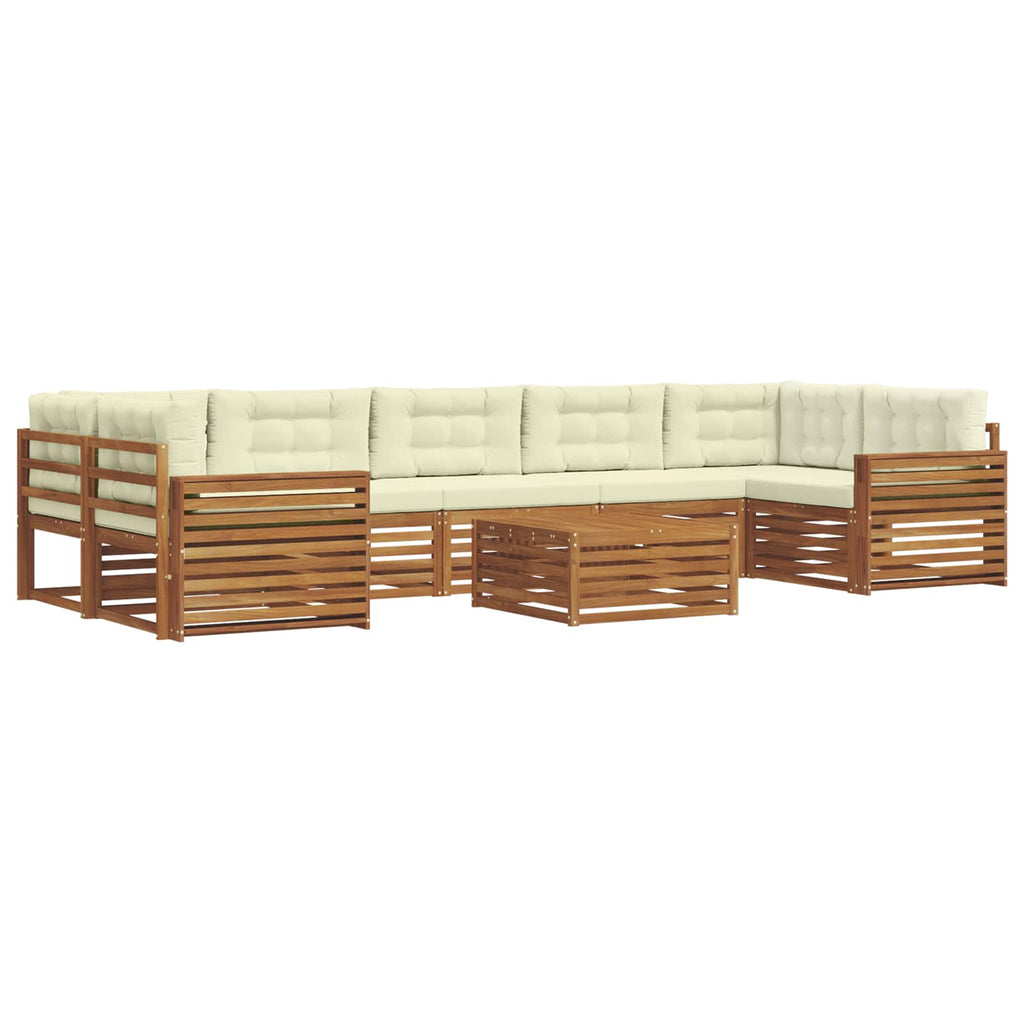 Outdoor-Sofagarnitur mit Kissen 8 pcs Natur und Creme