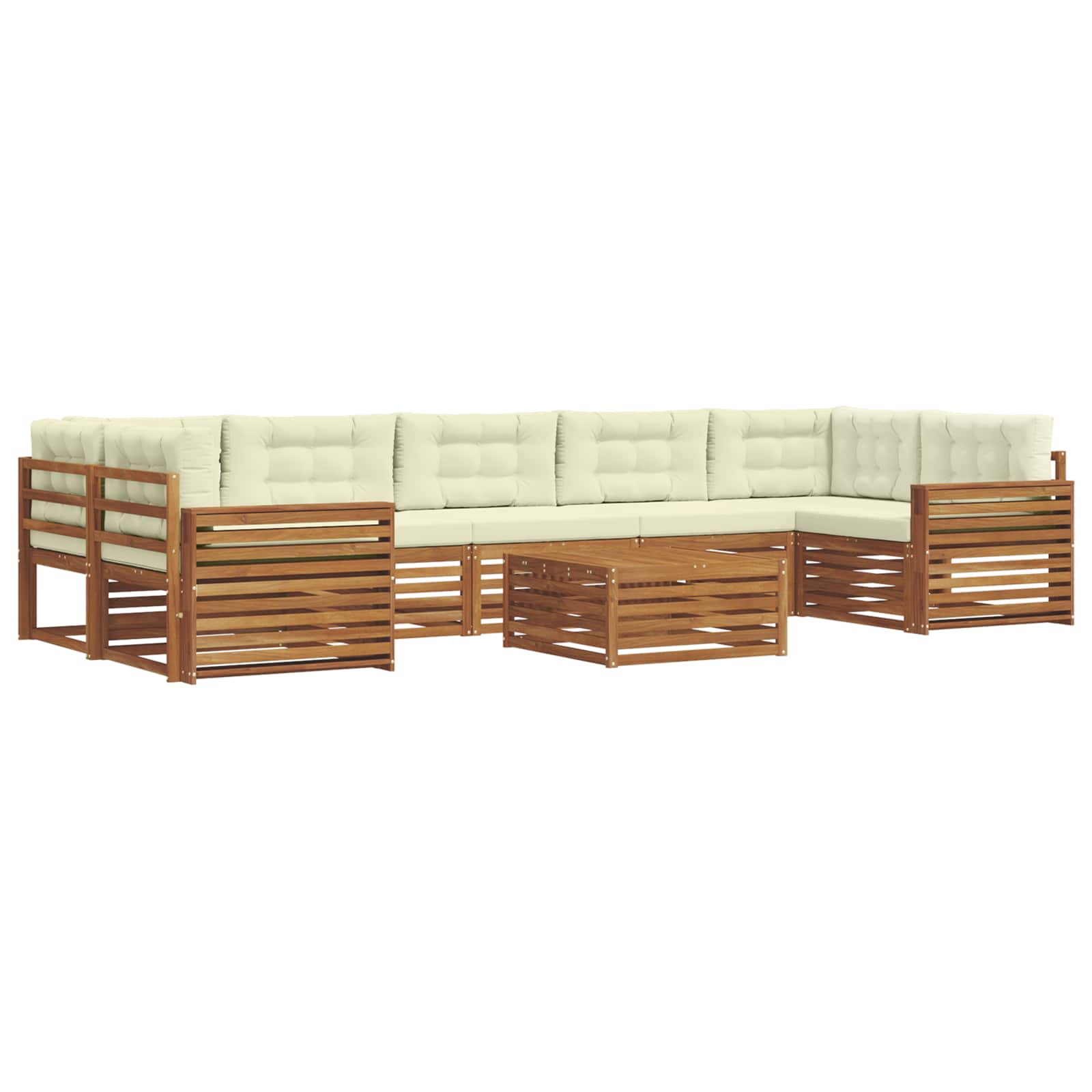 Outdoor-Sofagarnitur mit Kissen 8 pcs Natur und Creme