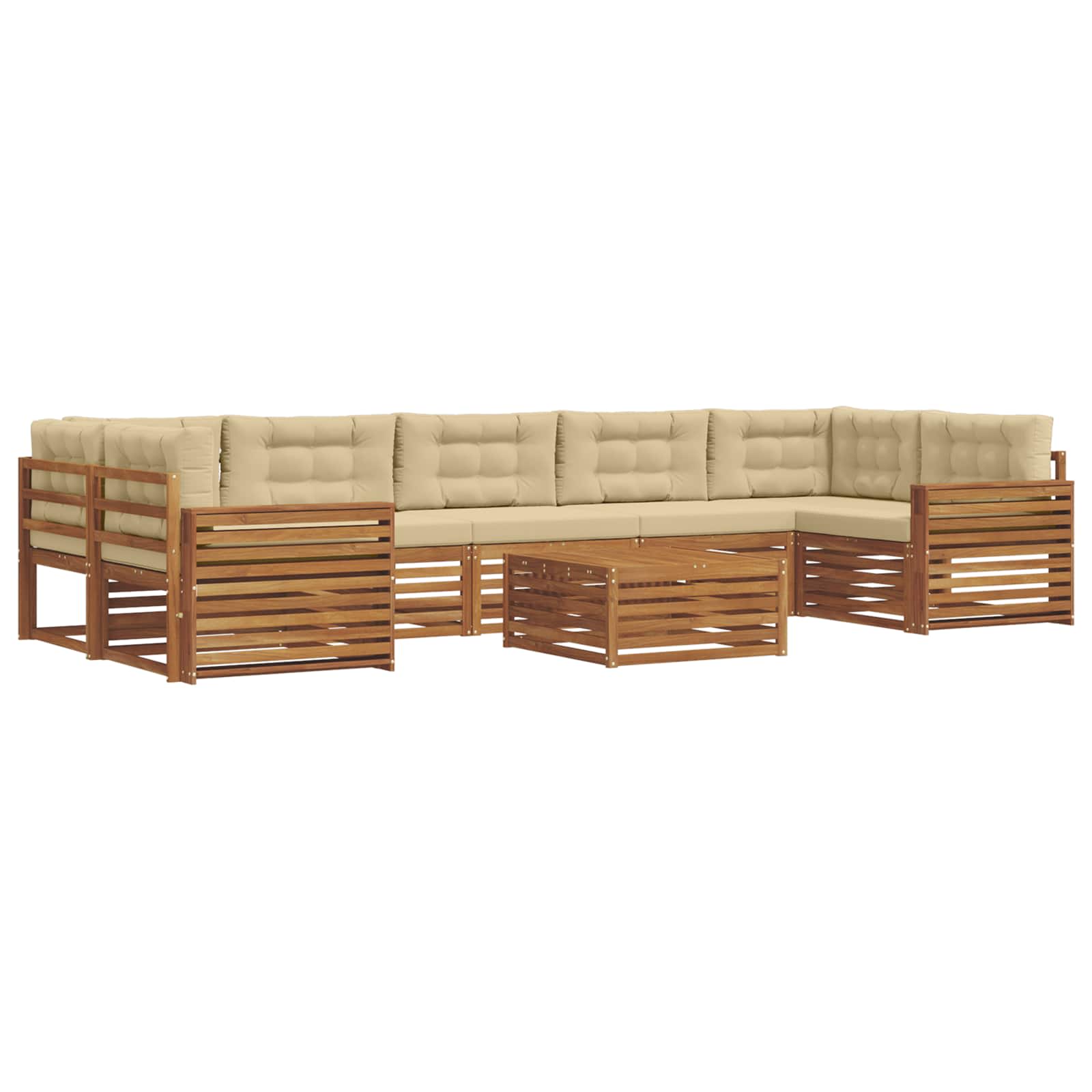 Outdoor-Sofagarnitur mit Kissen 8 pcs Natur und Beige