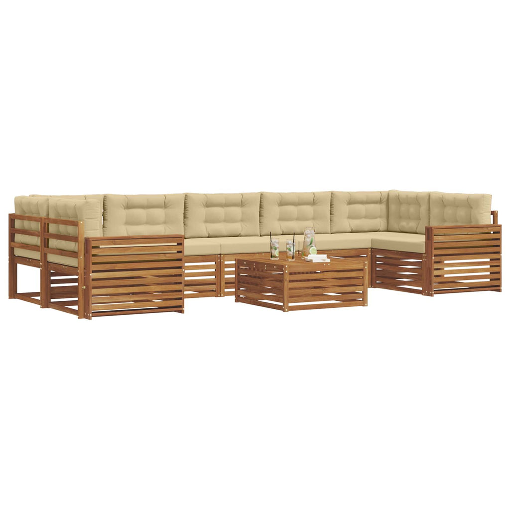 Outdoor-Sofagarnitur mit Kissen 8 pcs Natur und Beige