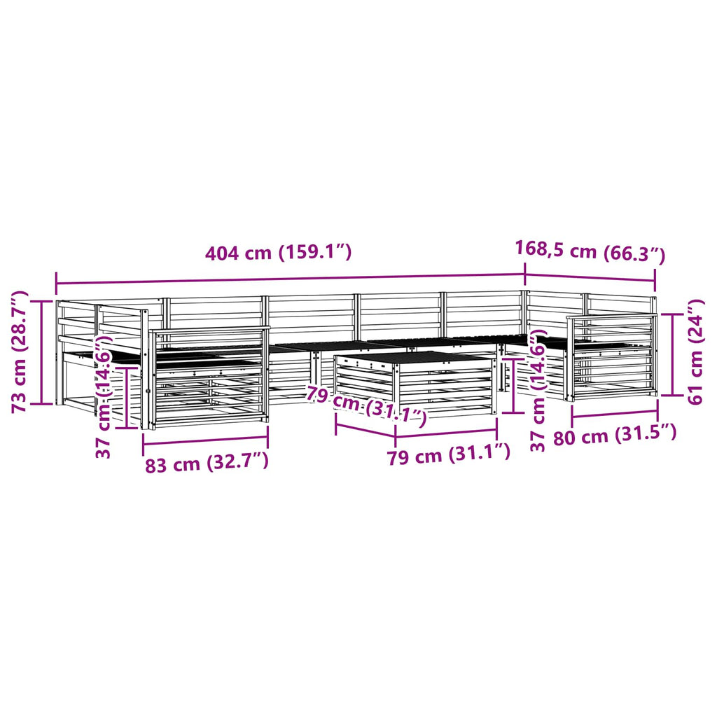 Outdoor-Sofagarnitur 8 pcs Natur Massivholz Akazie
