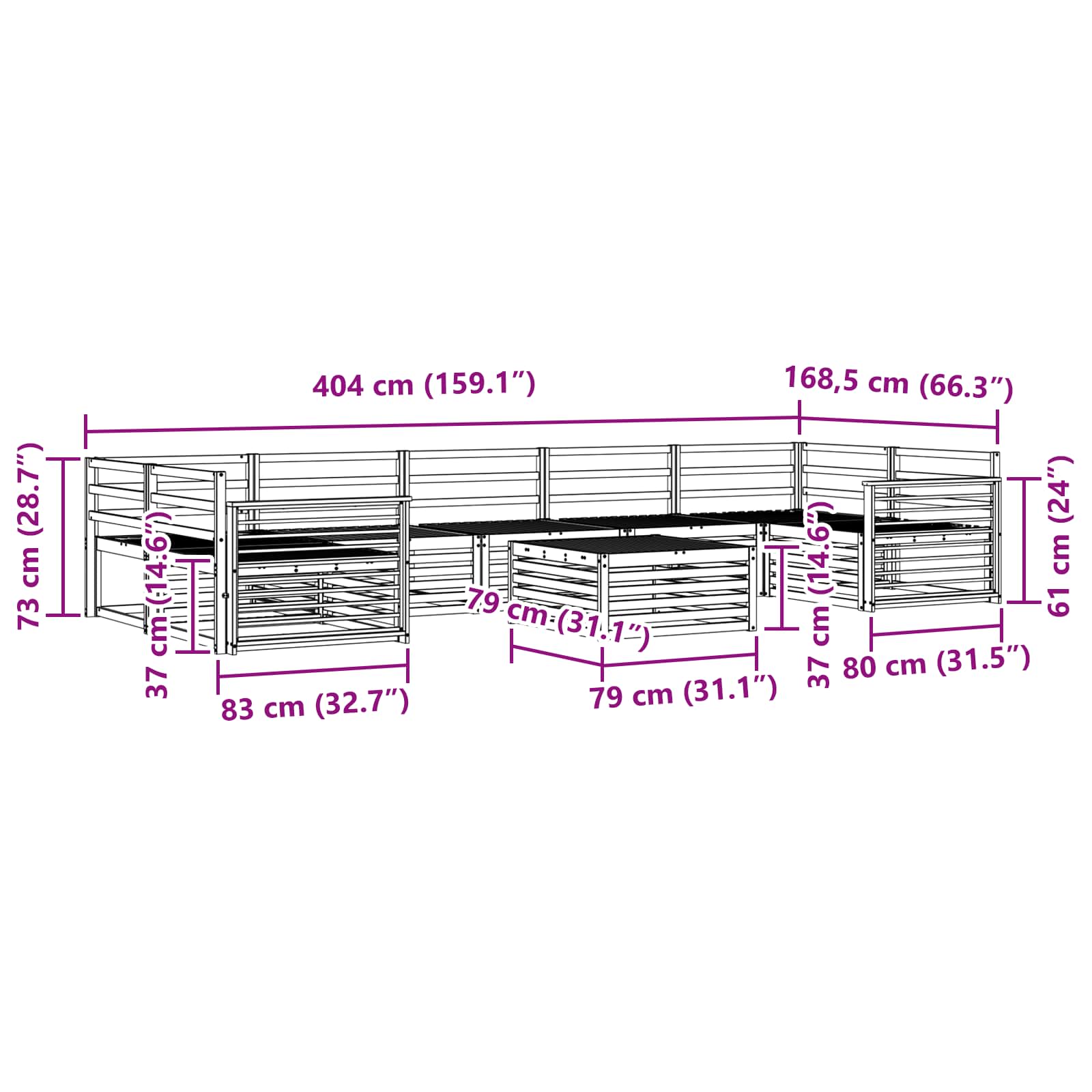 Outdoor-Sofagarnitur 8 pcs Natur Massivholz Akazie