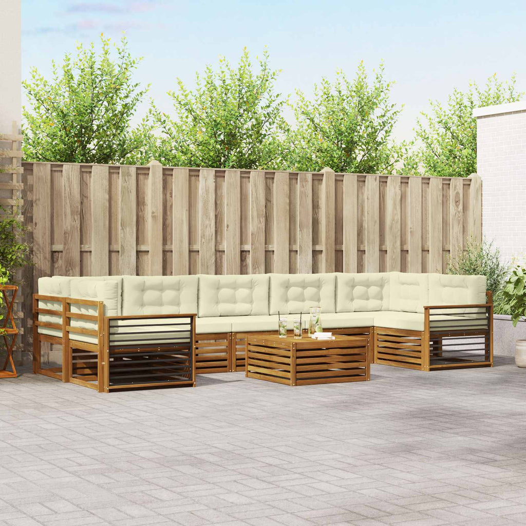 Outdoor-Sofagarnitur mit Kissen 8 pcs Natur und Creme