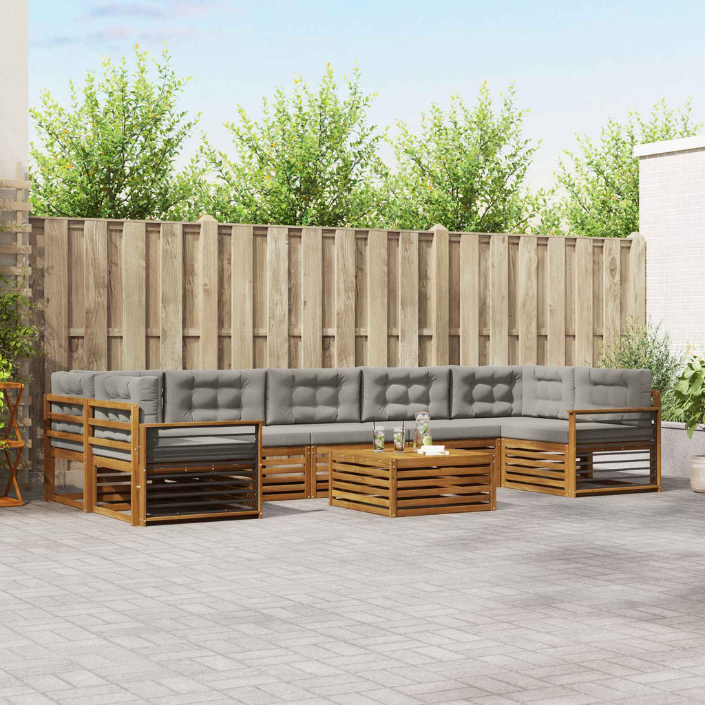 Outdoor-Sofagarnitur mit Kissen 8 pcs Natürlich und Hellgrau