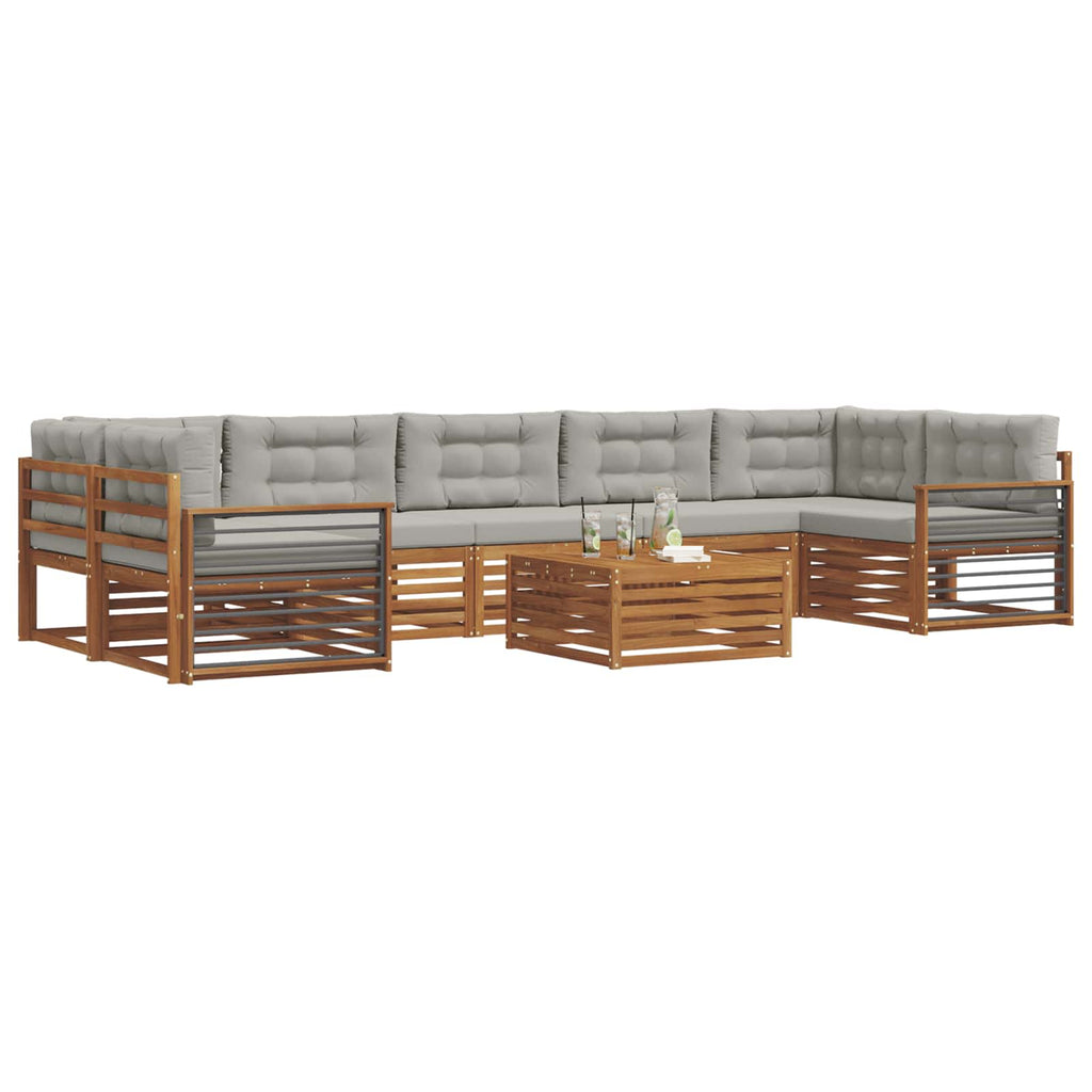 Outdoor-Sofagarnitur mit Kissen 8 pcs Natürlich und Hellgrau