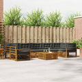 Outdoor-Sofagarnitur mit Kissen 8 pcs Natur und Anthrazit