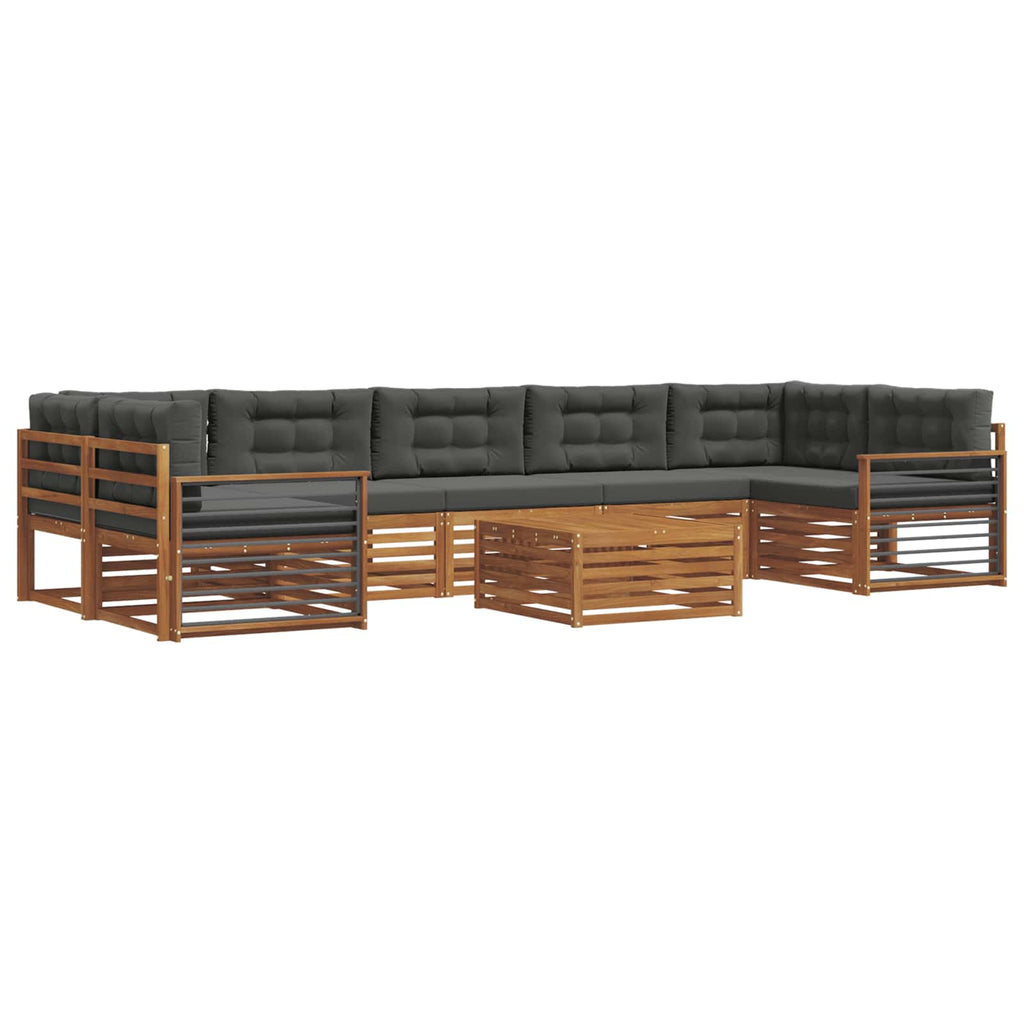 Outdoor-Sofagarnitur mit Kissen 8 pcs Natur und Anthrazit