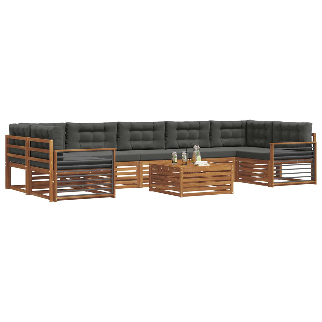 Outdoor-Sofagarnitur mit Kissen 8 pcs Natur und Anthrazit