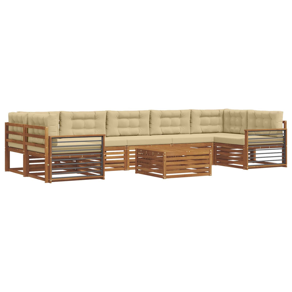 Outdoor-Sofagarnitur mit Kissen 8 pcs Natur und Beige