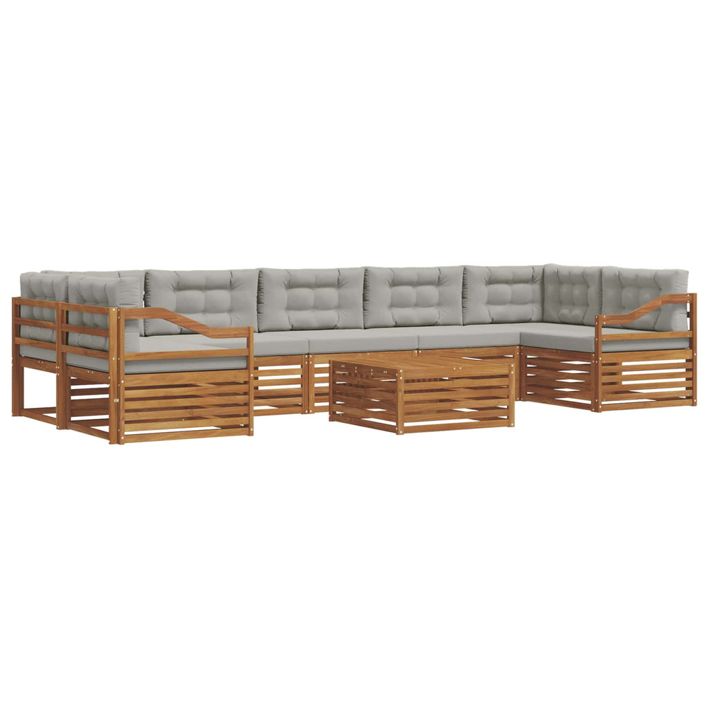 Outdoor-Sofagarnitur mit Kissen 8 pcs Natürlich und Hellgrau