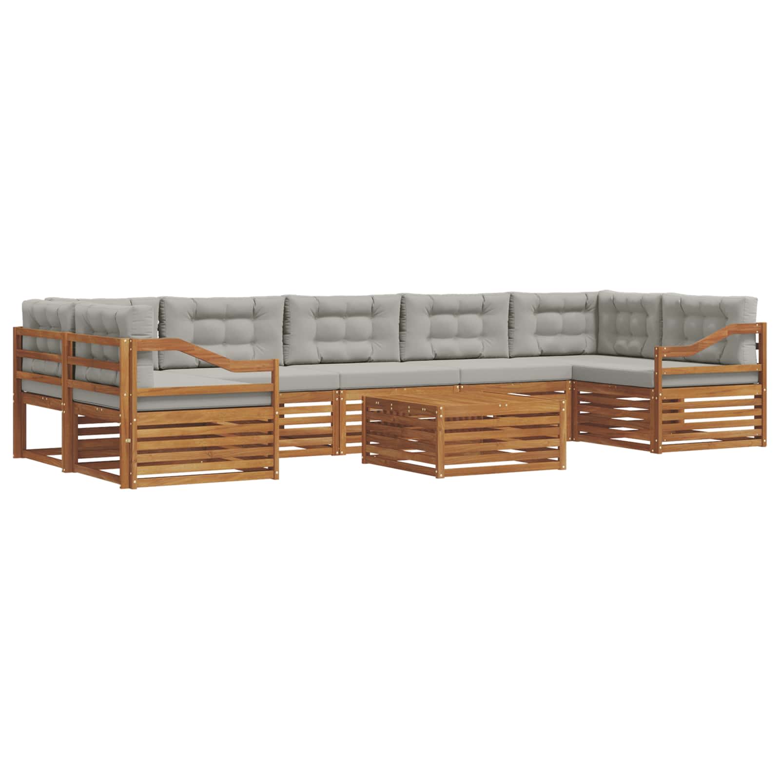 Outdoor-Sofagarnitur mit Kissen 8 pcs Natürlich und Hellgrau