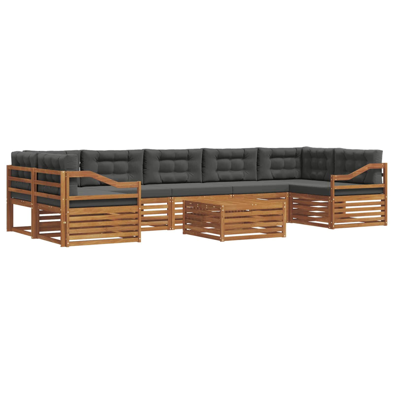 Outdoor-Sofagarnitur mit Kissen 8 pcs Natur und Anthrazit