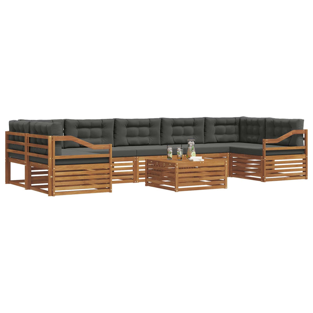 Outdoor-Sofagarnitur mit Kissen 8 pcs Natur und Anthrazit