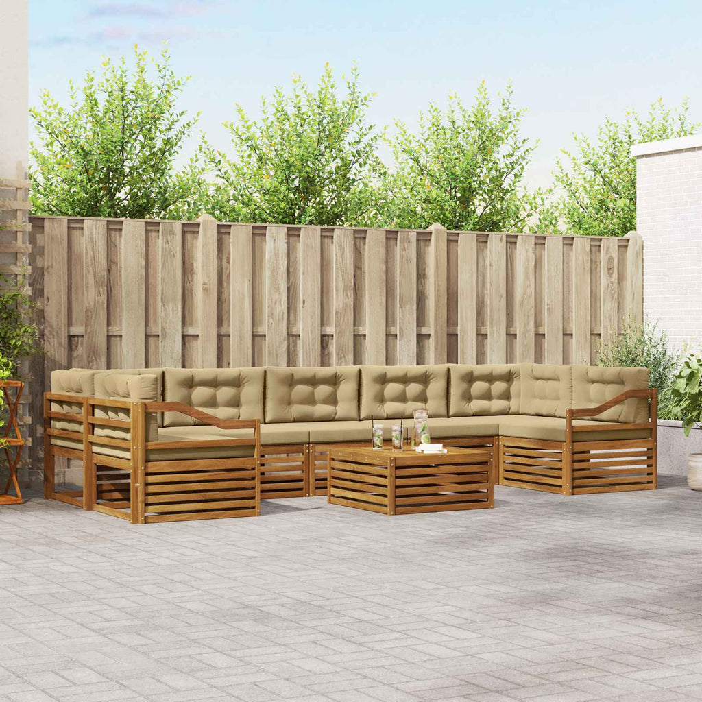 Outdoor-Sofagarnitur mit Kissen 8 pcs Natur und Beige