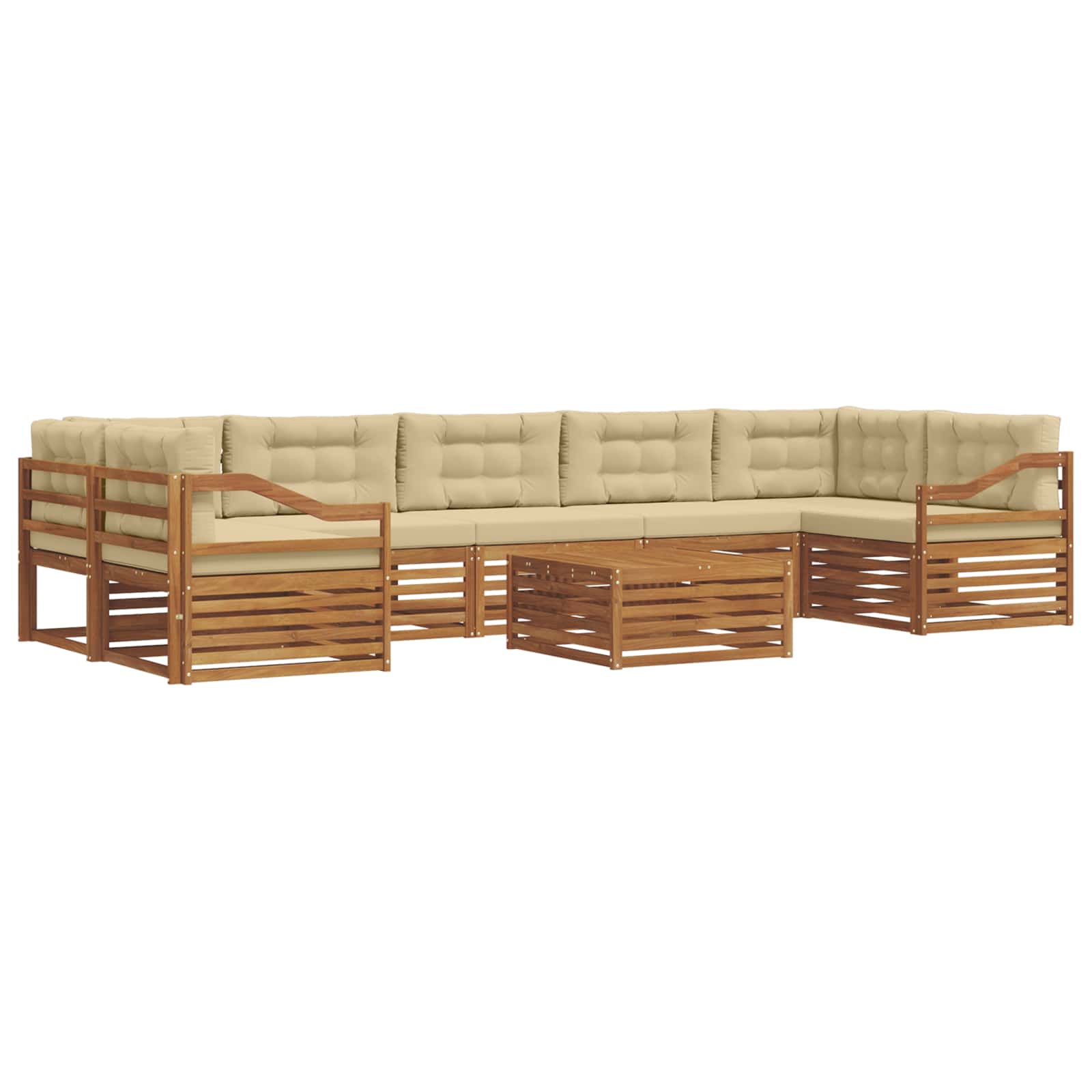 Outdoor-Sofagarnitur mit Kissen 8 pcs Natur und Beige