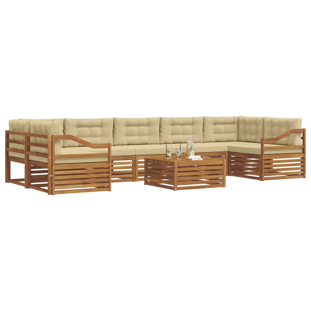 Outdoor-Sofagarnitur mit Kissen 8 pcs Natur und Beige
