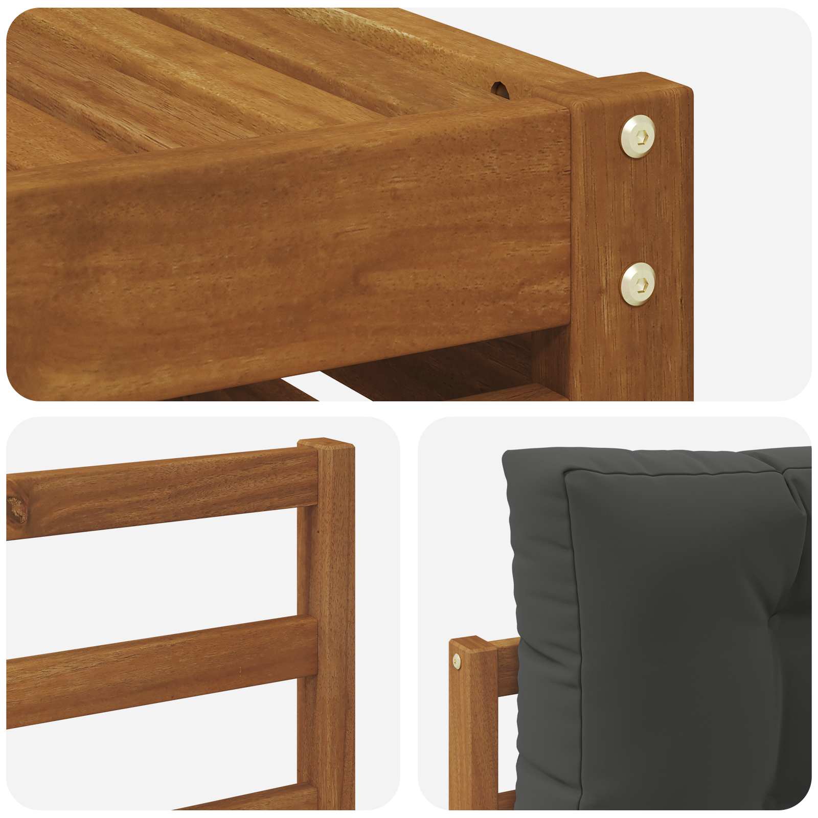 Outdoor-Sofagarnitur mit Kissen 9 pcs Natur und Anthrazit