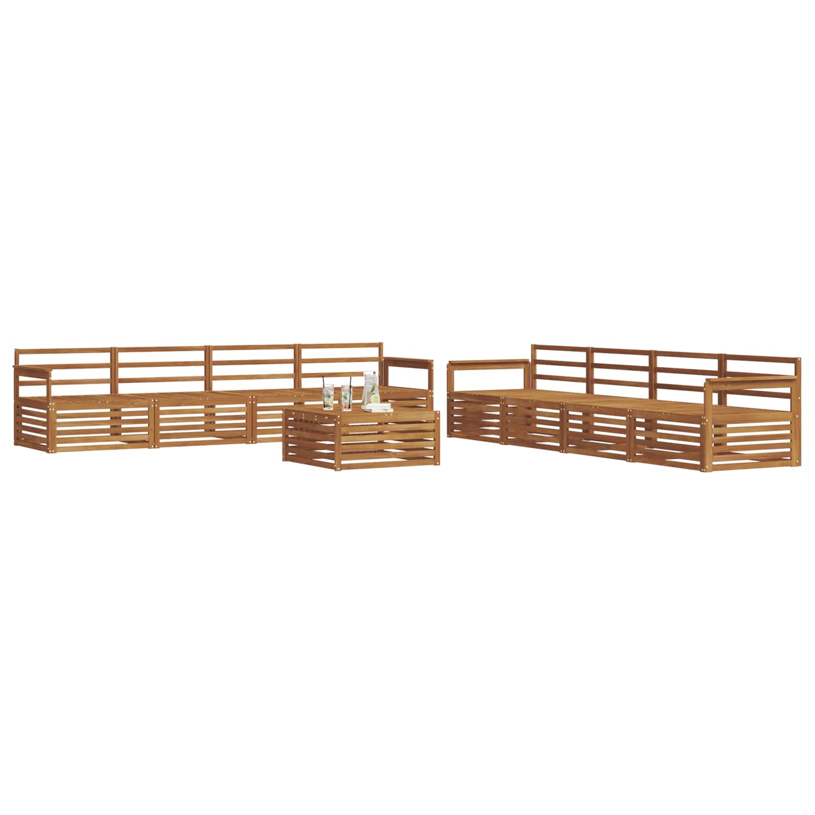 Outdoor-Sofagarnitur 9 pcs Natur Massivholz Akazie