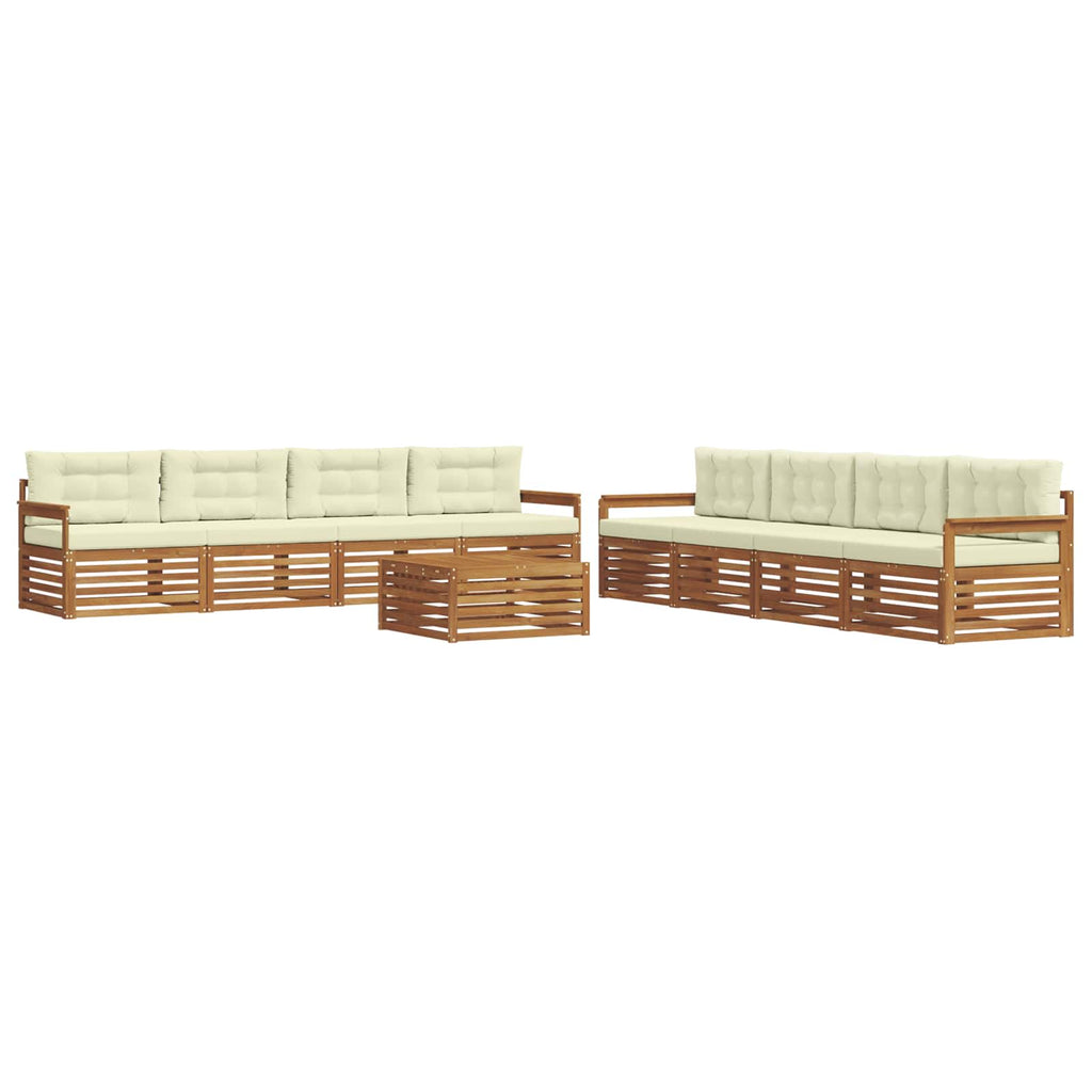 Outdoor-Sofagarnitur mit Kissen 9 pcs Natur und Creme