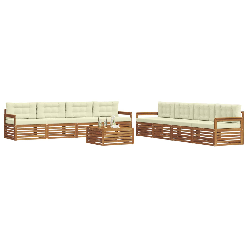 Outdoor-Sofagarnitur mit Kissen 9 pcs Natur und Creme