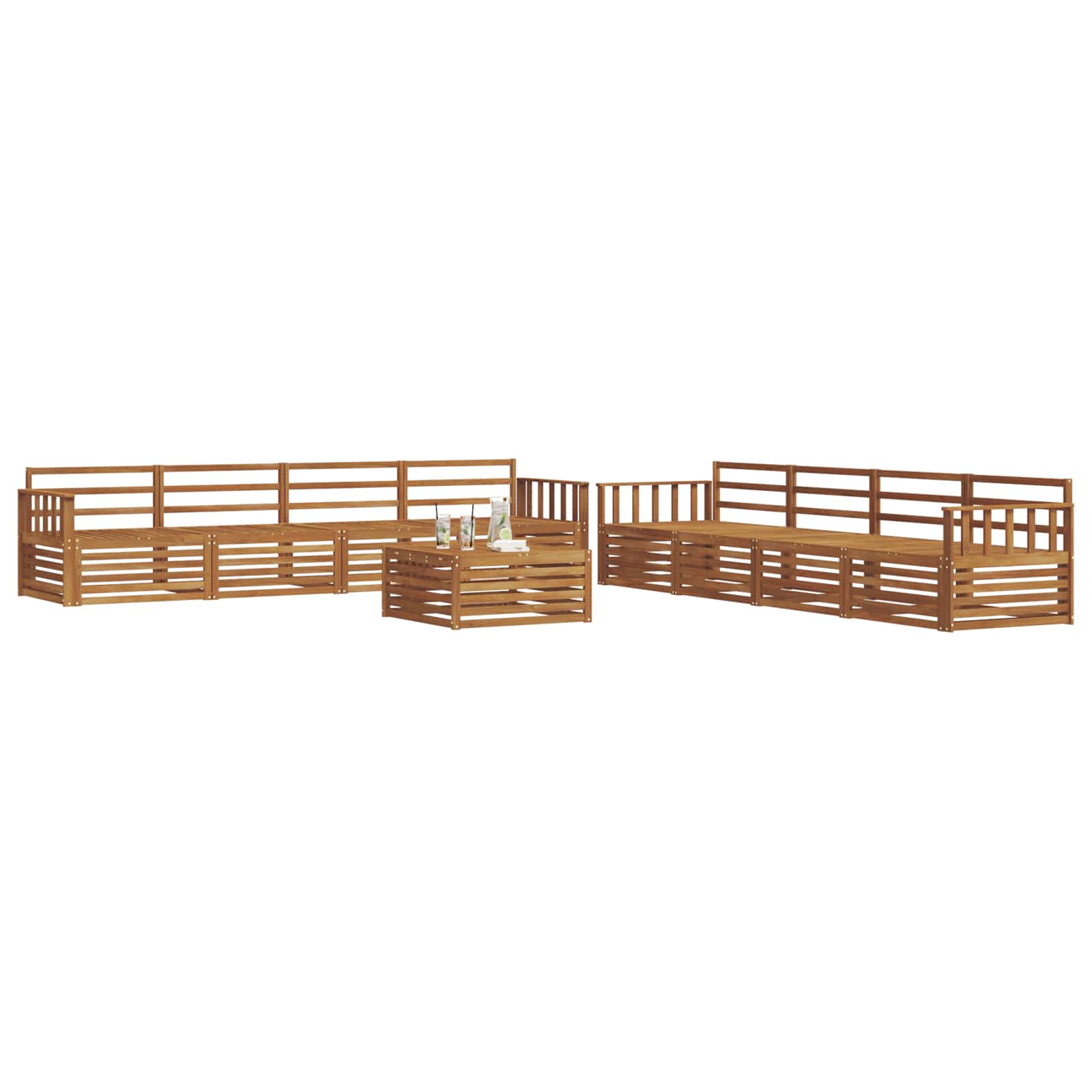 Outdoor-Sofagarnitur 9 pcs Natur Massivholz Akazie