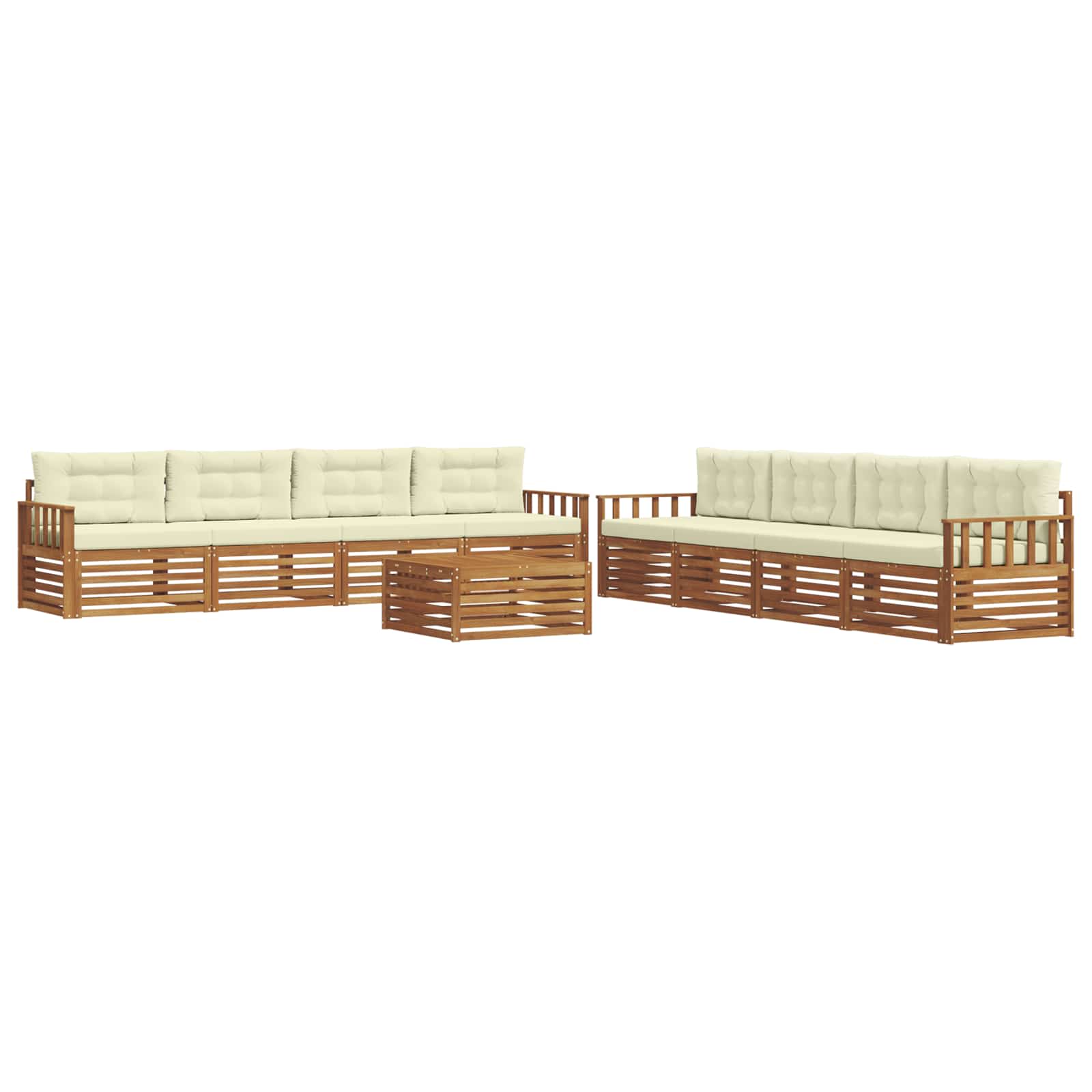 Outdoor-Sofagarnitur mit Kissen 9 pcs Natur und Creme
