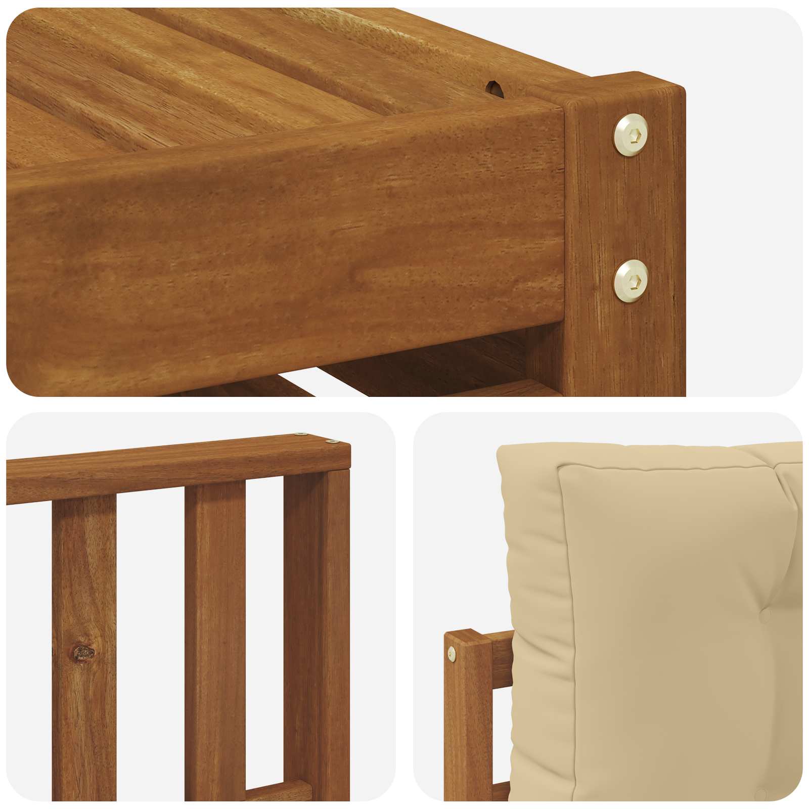 Outdoor-Sofagarnitur mit Kissen 9 pcs Natur und Beige